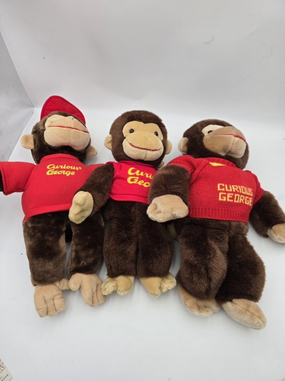 Curious George Plush Lot of 3 Gund Stuffed Monkey Red Shirt Sweater Hat